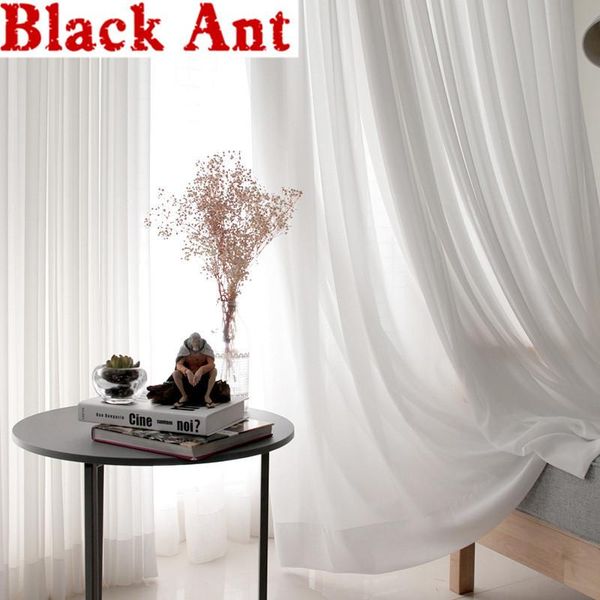 

modern white tulle curtain for living room chiffon window screen bedroom finished balcony gauze blinds drape x-jd790 & drapes