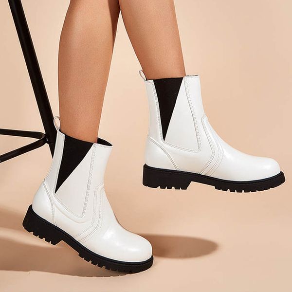 

new women boots round toe ladies winter causal ankle boots fashion thick heel female short booties woman martin boots shoes, Black