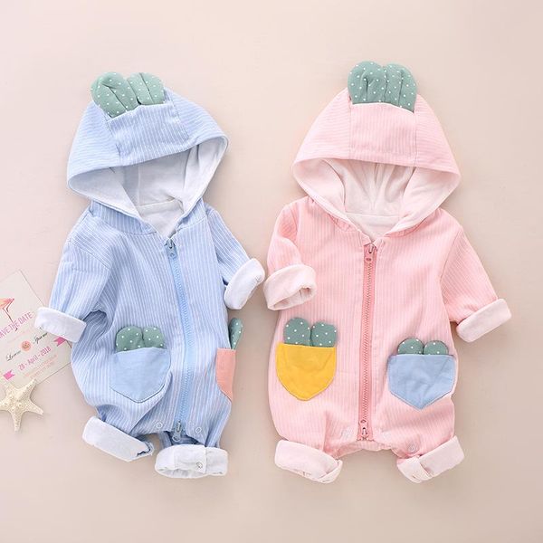 

jumpsuits 2021 cute hooded spring baby boys romper born clothes kids long sleeve underwear cotton girls, Blue