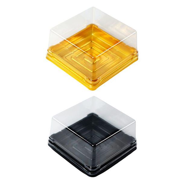 

disposable dinnerware h056 50 pack mini square plastic moon cake box muffins cookies dome wedding birthday gift (100g,black)