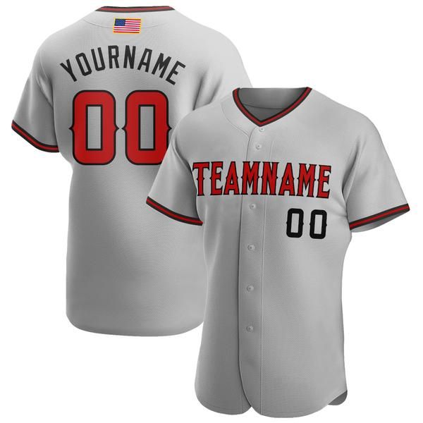 

custom gray red-black authentic american flag fashion baseball jersey, Blue;black
