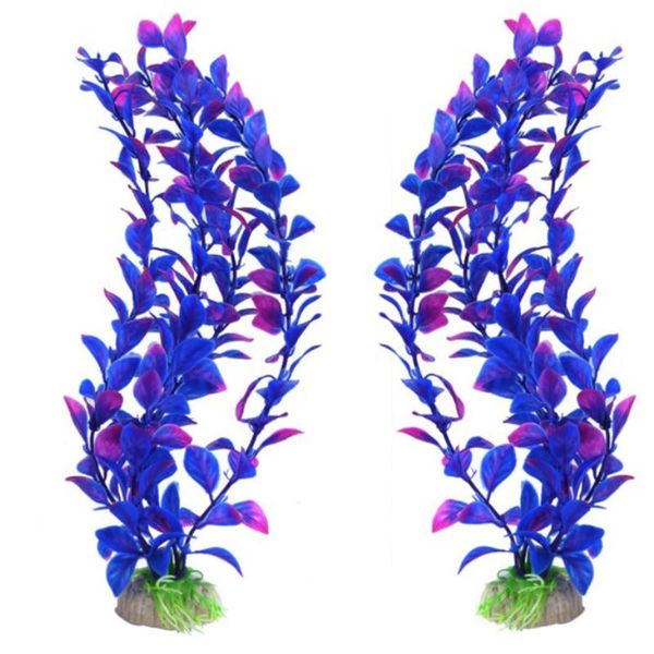 

25cm aquatic fish tank landscape aquarium decor green/purple artificial plastic water grass plant ornament decoration 2pcs decorations