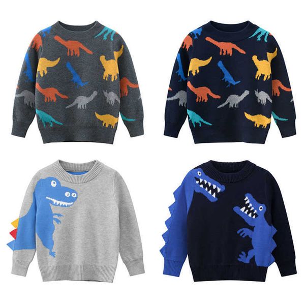 

autumn winter children cartoon sweater baby boy knitted bottoming shirt kids long sleeve dinosaur boys fashion sweater 2-7y y1024, Blue