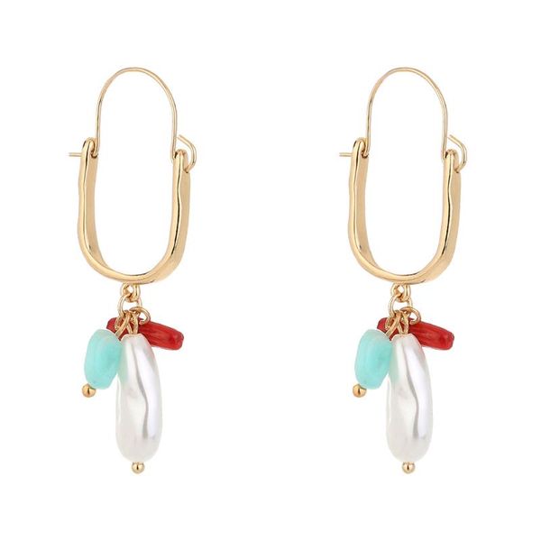 

dangle & chandelier 2021 natural stone gravel imitation pearl earrings, Silver