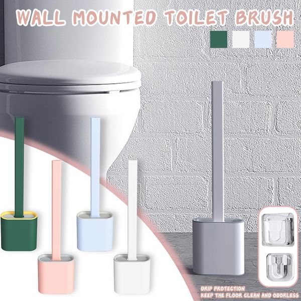

toilet seat covers silicone brush head no dead corner wash household wall-mounted creative bathroom cleaning #10