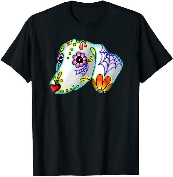 

dachshund - day of the dead sugar skull dog t-shirt size s-5xl, White;black