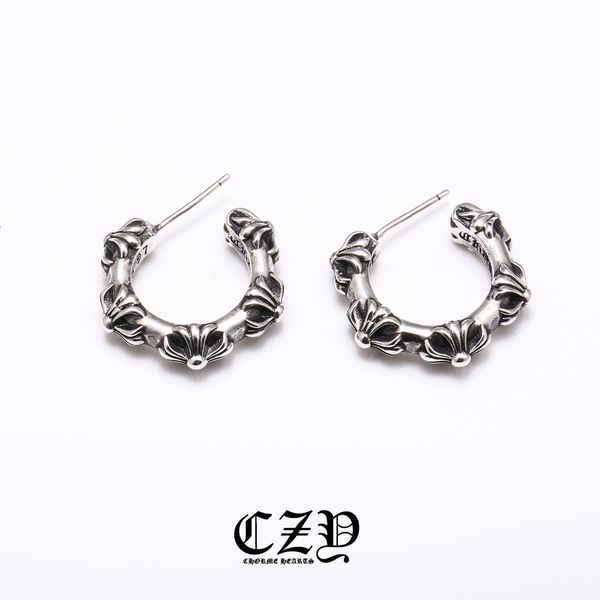 

backs earrings cross hoop men's and women's s925 sterling silver, White