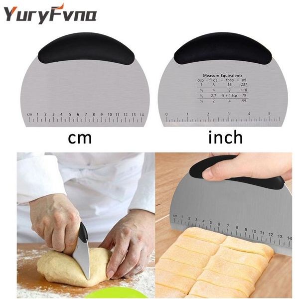 

yuryfvna stainless steel pastry scraper chopper flour dough cutter with scale pizza baking tool & tools