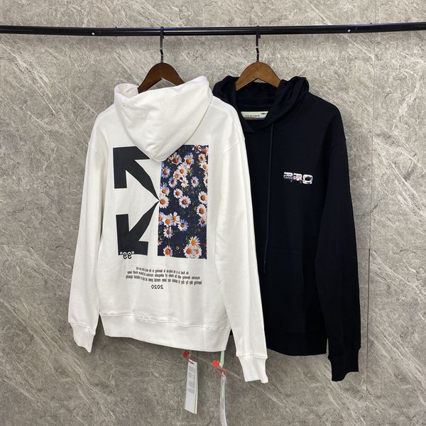 

off chao brand small style daisy arrow direct spray printing hooded men's and women's lovers' sweater, Black