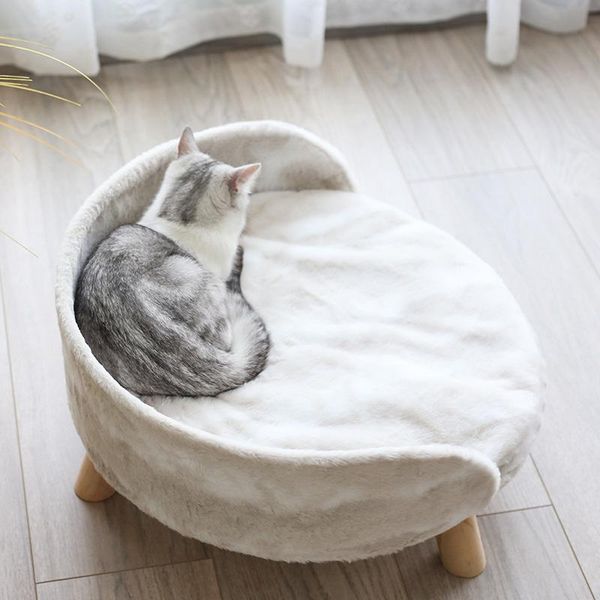 

large cat bed removable and washable pet sleeping pad cats dogs beds soft hair sofa medium small sized kennel mat & furniture
