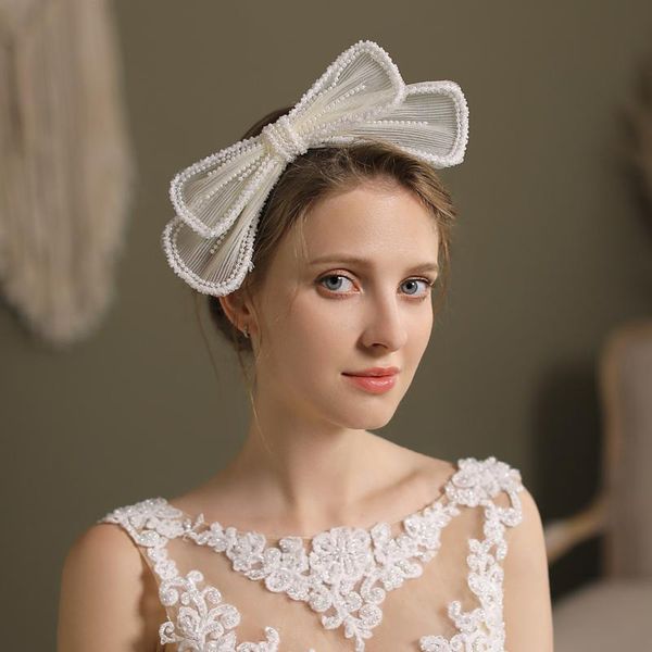 

headpieces fairy bow bridal headwear pearls wedding accessories, Silver