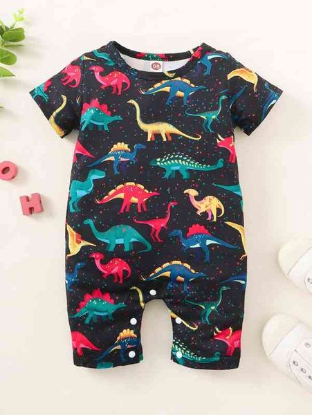 

baby allover dinosaur print romper she, Blue