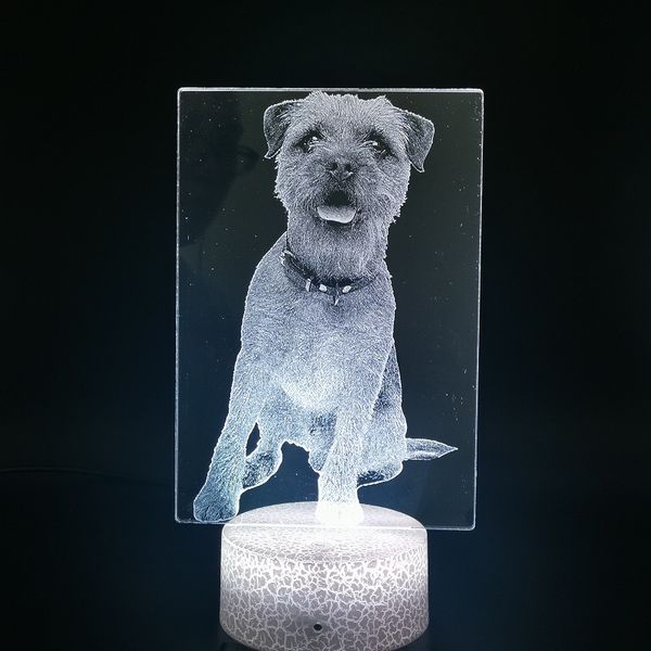

cute dog night light led animal nightlight acrylic 3d lamp bedside border terrier kids child birthday holiday gift app control