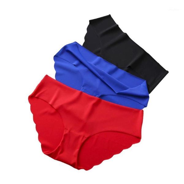 

3pcs women underwear briefs solid color low waist thongs g string seamless silk elastic underpants female panties women's, Black;pink