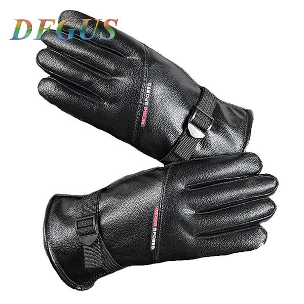 

fingerless gloves men' winter deer leather touch screen thicker warm driving ridding mittens eldiven male, Blue;gray