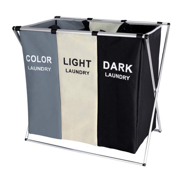 

x-shape foldable dirty laundry basket organizer for clothes three grid home hamper sorter large storage & organization
