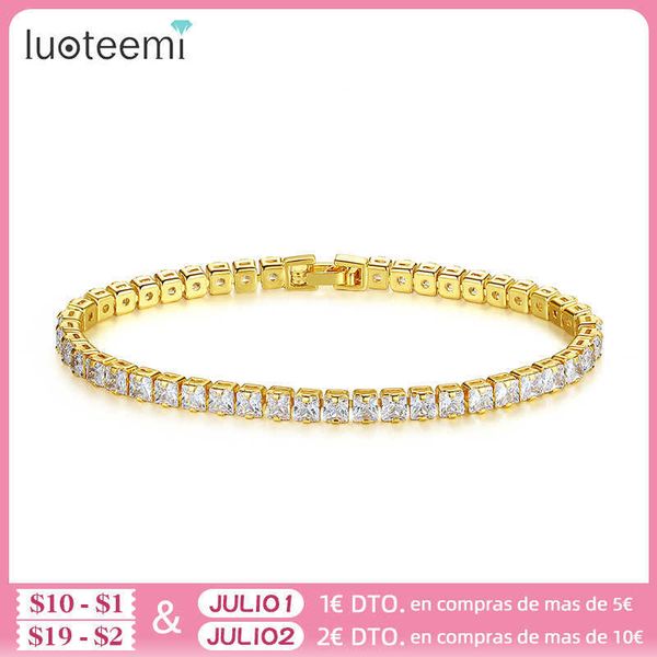 

luoteemi new mosaic cubic zirconia tennis bracelet & bangles for women fashion jewelry pulseras mujer christmas gift q0719, Black