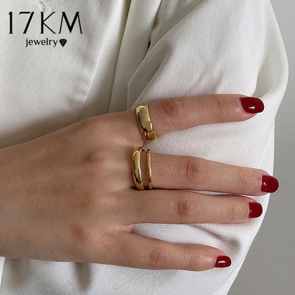 

wedding rings 17km ins vintage gold for women minimalist geometric chunky ring trendy stacking knuckle slim tail handmade jewelry, Slivery;golden