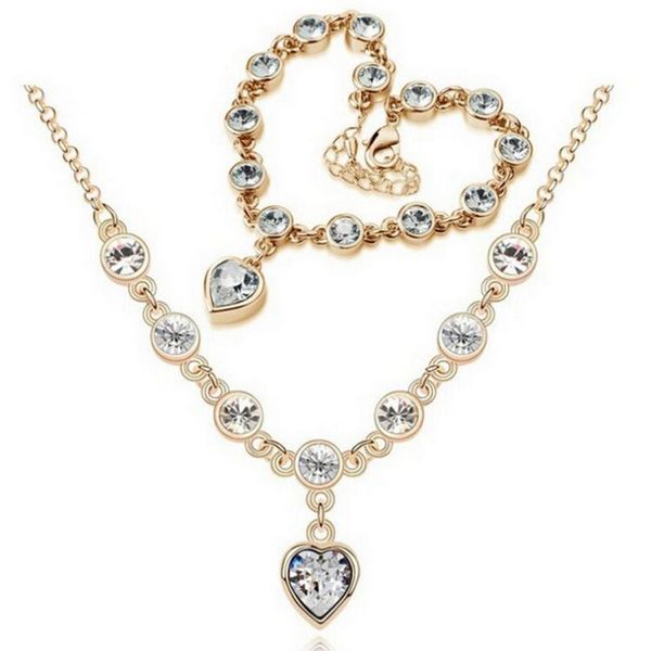 

earrings & necklace love heart bracelet jewelry set, Silver