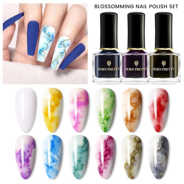 

2/3pcs watercolor ink nail polish set blossoming effect bright color smoke art smudge varnish design1