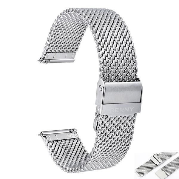 

watch bands mesh band 20mm 22mm quick release strap milanese stainless steel bracelet watchbands for replacement, Black;brown