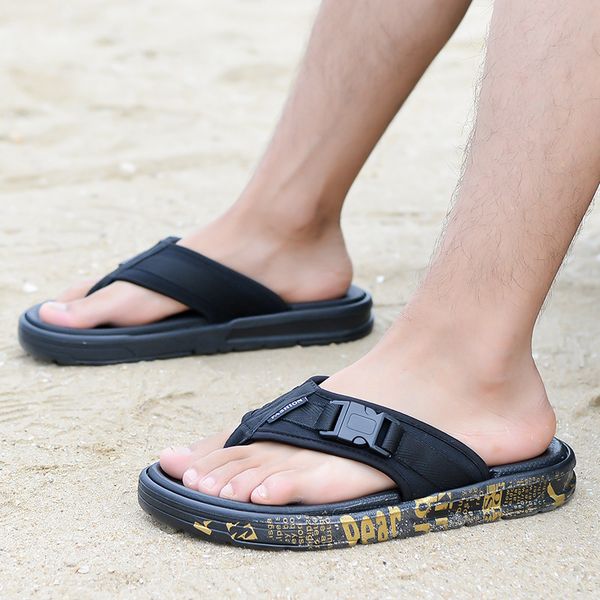

herringbone 2021 summer slippers korean version couple fashion sandals men's personalized beach sho, Black