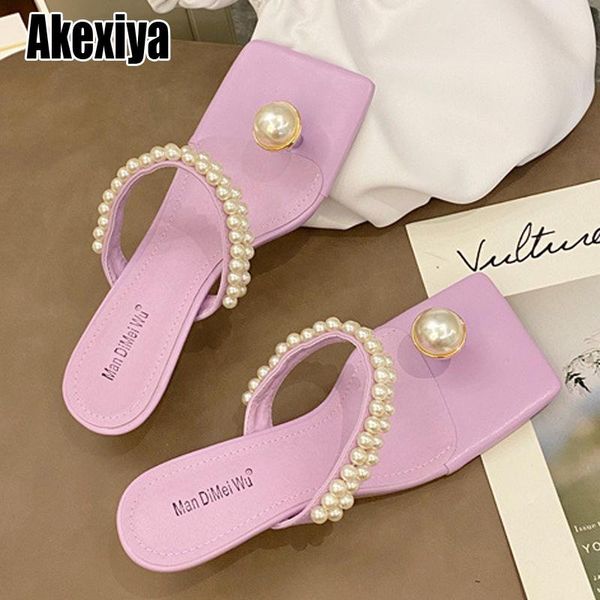 

women summer slippers flip flops fashion square toe thin high heels o368, Black
