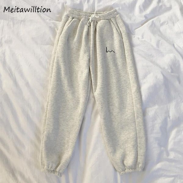 

women cotton long pants 2021 autumn winter solid lace up stretch high waist trousers casual korean loose wide leg women's & capris, Black;white