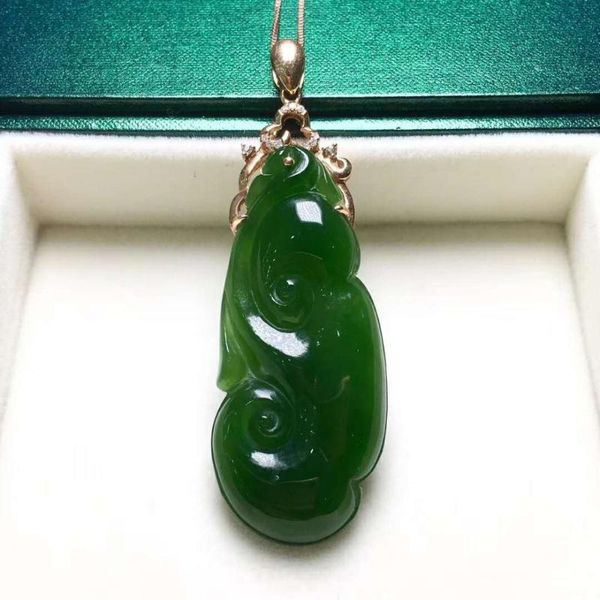 

lockets 18k gold inlaid with hetian jade wishful pendantj62#, Silver