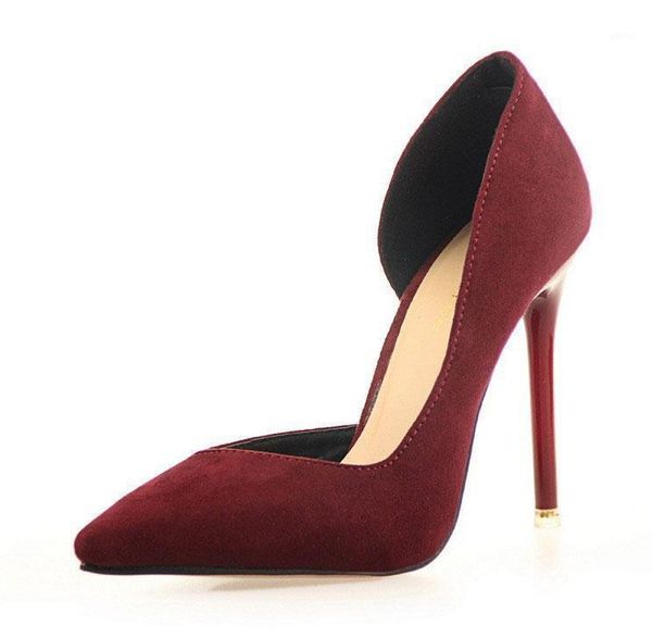 

classics thin heels women pumps velvet high shallow mouth pointed toe cut-out women's shoes 7 colors slip-on dress, Black