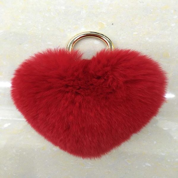 

keychains keychain natural fur handbags 2021 plush peach heart-shaped ornaments car keys bags, Silver