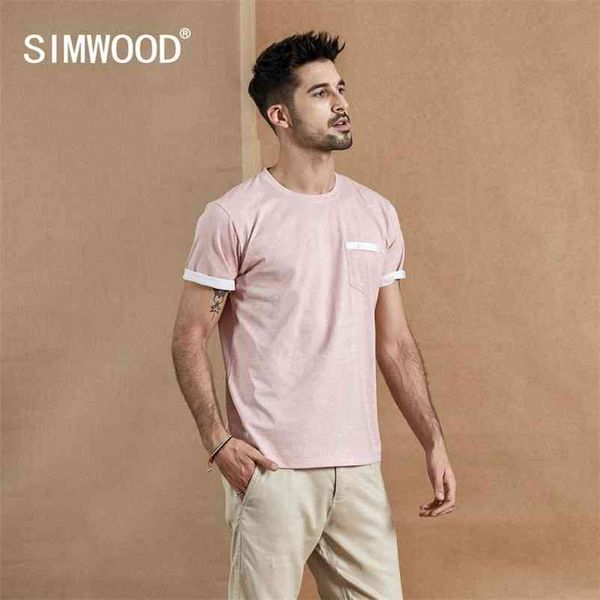 

summer layered chest pocket t-shirt men melange vintage short sleeve fashion tshirt 100% cotton 190431 210629, White;black