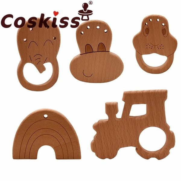 

coskiss 10pcs beech wooden toys diy crafts baby teether for making rattles educational toy born 211106