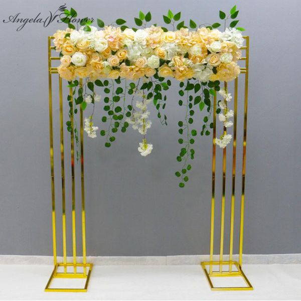 

decorative flowers & wreaths 2m shiny gold-plated square screen backdrop shelf wedding arch gilded geometry flower door stand artificial flo