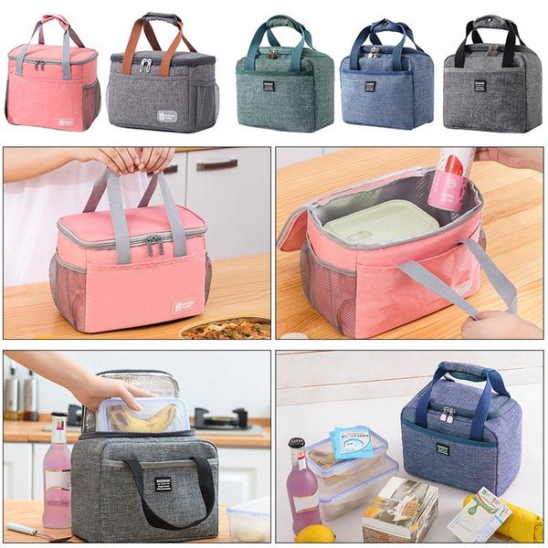 

storage bags insulation bag portable thermal insulated oxford cloth lunch box cooler tote handbag picnic school for women kids