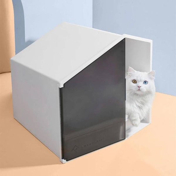 

cat beds & furniture 7l semi-open litter box drawer type house shape cats toilet anti-splash kittens bedpan pet sand basin supplies