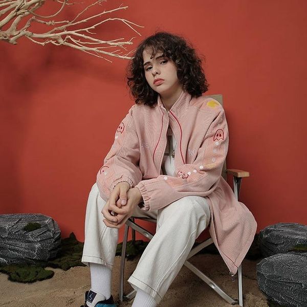 

women's jackets corduroy jacket women american retro cool trendy ins wild student loose for winter korean coats clothes, Black;brown