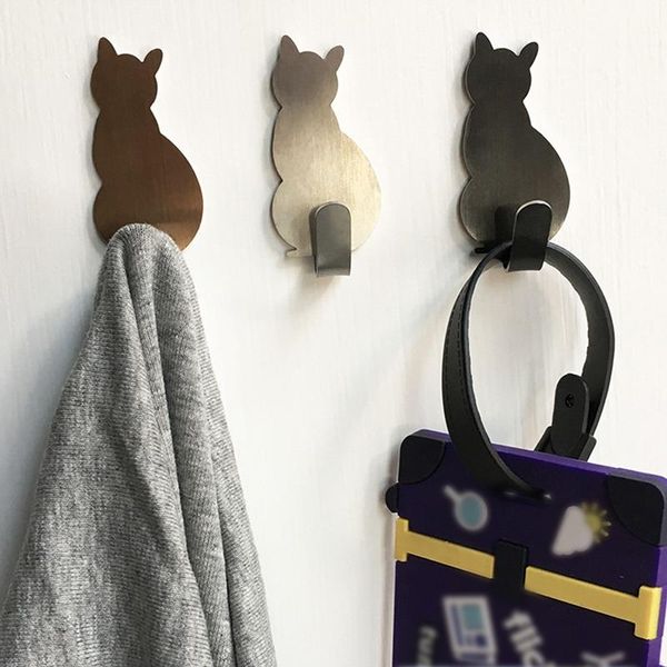 

2pcs Self Adhesive Hooks Cat Pattern Storage Holder For Bathroom Kitchen Hanger Stick On Wall Hanging Door Clothes Towel Racks & Rails