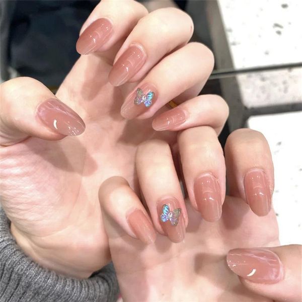 

false nails 24pcs butterflies nail patch glue type removable long paragraph fashion manicure save time fa, Red;gold