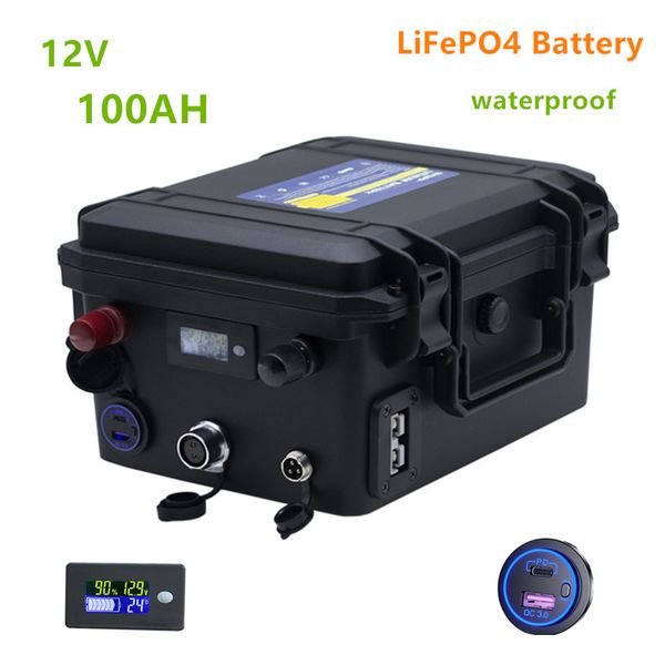 

12v 100ah lifepo4 battery waterproof lithium ion for inverter, boat motor
