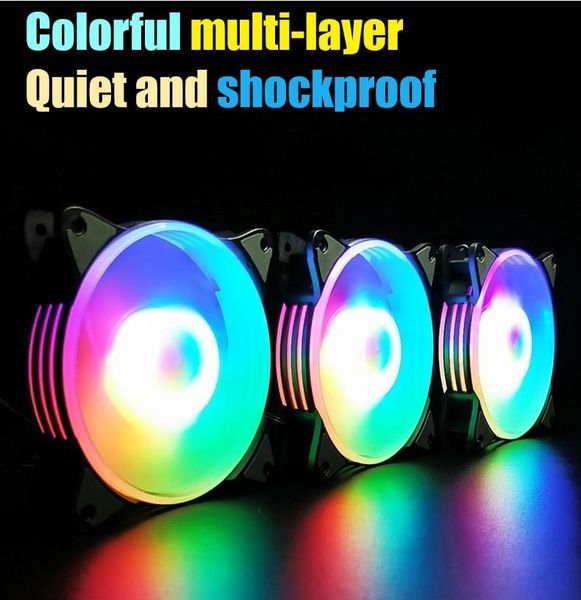 

fans & coolings 12cm multi-layer colorful cooling fan, chassis luminous silent cool led high-efficiency heat dissipation, 40000h life