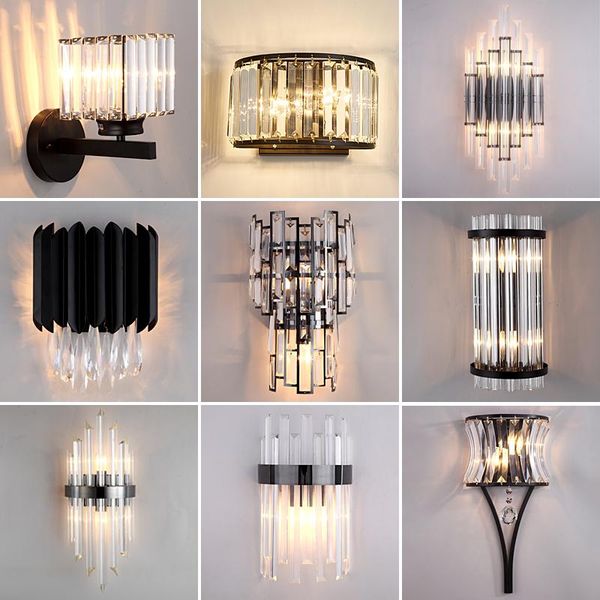 

modern black crystal wall light led bathroom lamp bedside sconce for bedroom living room lamps sconces fixtures