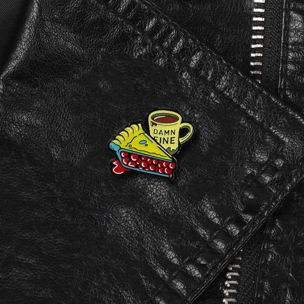 

fashion creative delicious afternoon tea shape badge espresso with sweet red bean toast trend brooch, Gray