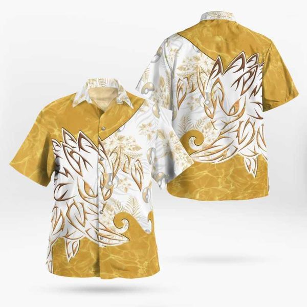 

men's casual shirts yellow anime 3d printd summer beach shirt breathable hawaiian streetwear short-sleeved large 5xl harajuku, White;black