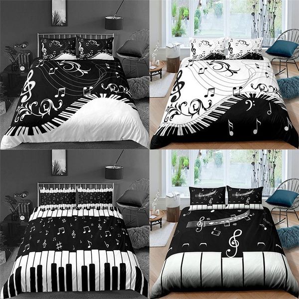 

bedding sets 3d set 2/3pcs music note piano keys printed duvet cover soft quilt pillowcase home decor  and king size