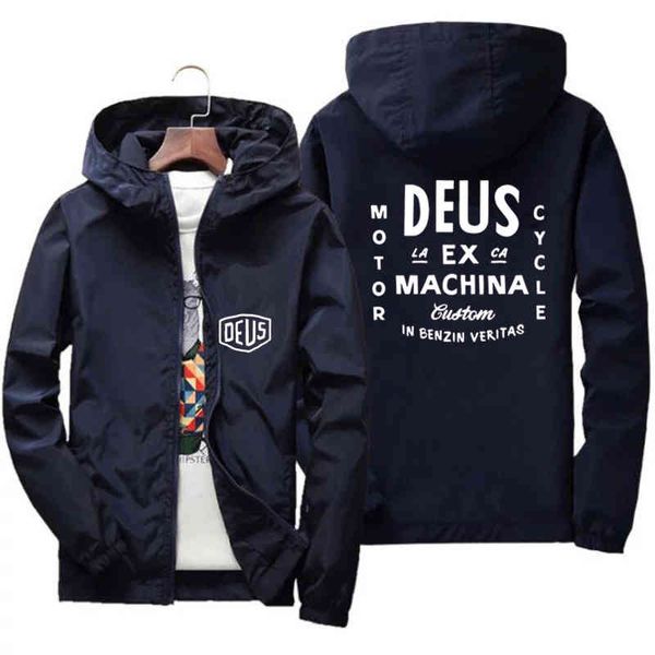 

men women deus ex machina bomber windbreaker zipper hooded slim fit pilot hoodi coat parkas et pullover oversized 5xl, Black
