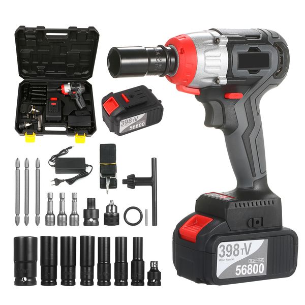 

cordless impact wrench 980nm torque brushless motor quick chuck 2x6.0a with fast charger variable speed impact kit with drill
