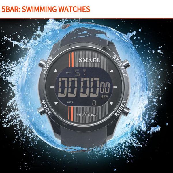 

men business watch style 5bar fashion simple clock led digital sports watches mens electronic wacth relogio masculino brand wristwatches, Slivery;brown