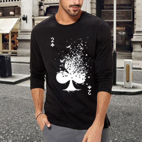 

autumn new men's t-shirt new round neck men's long sve t-shirt cotton casual men's wear, White;black