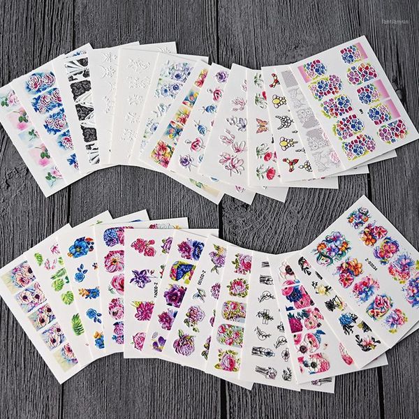 

1pcs japanese style nail art flower stickers 5d water transfer watermark for decals arrival tc235346-g34651, Black
